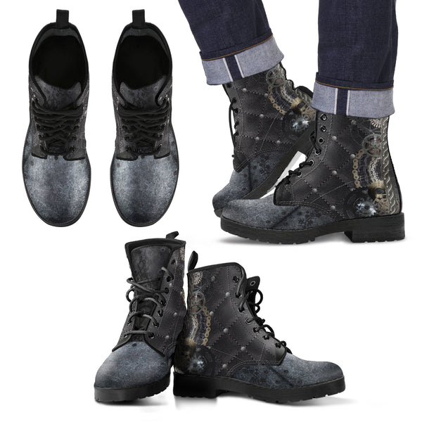 Steampunk Quilted Men's Leather Boots