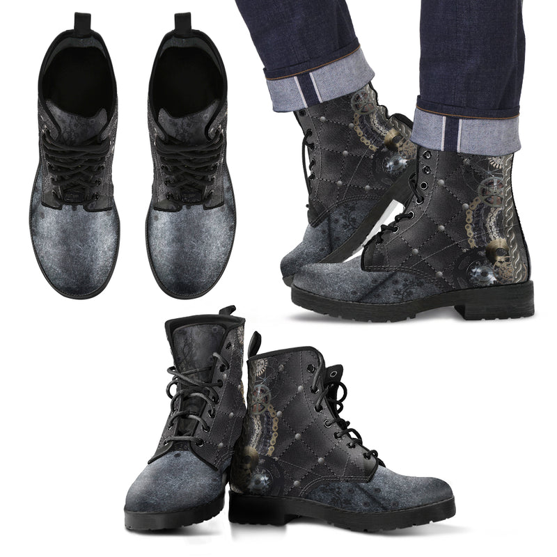 Steampunk Quilted Men's Leather Boots