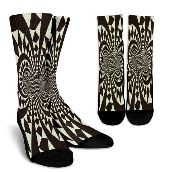 Retro Black & White Swirl Crew Socks