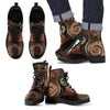 Spiral Clock Men's Leather Boots - Black