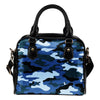 Blue Camouflage Leather Shoulder Bag
