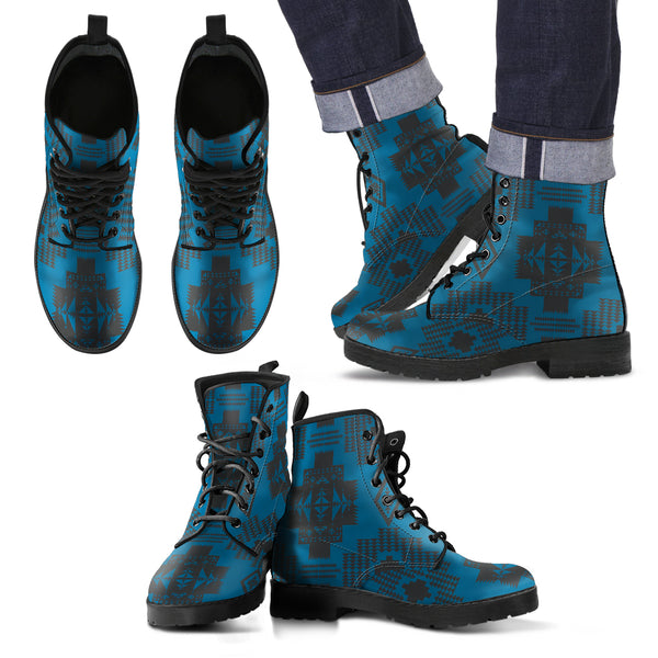 Seven Tribes Gray with Teal Men's Leather Boots
