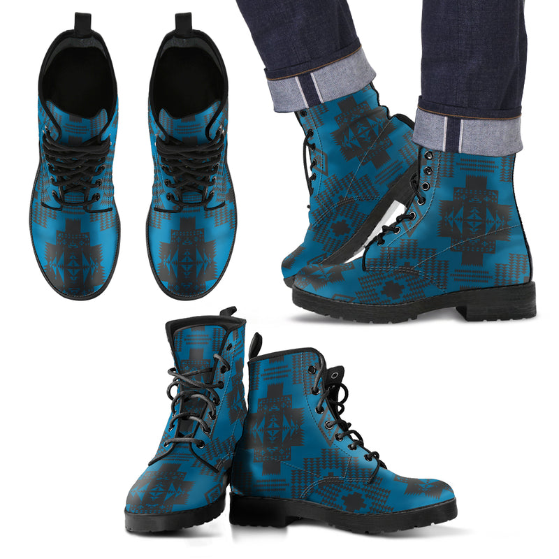 Seven Tribes Gray with Teal Men's Leather Boots
