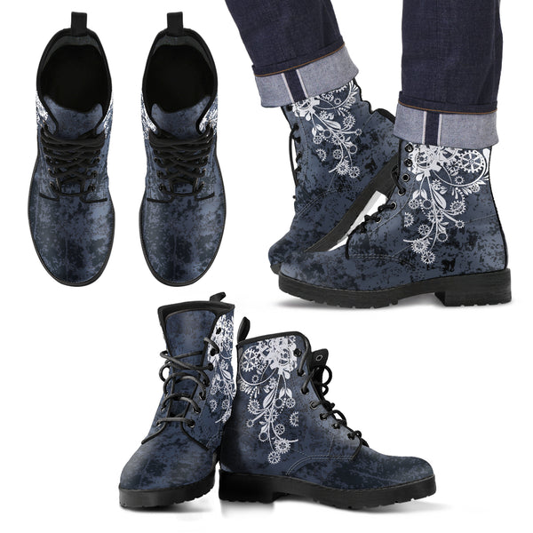 Black & Gray Men's Leather Boots