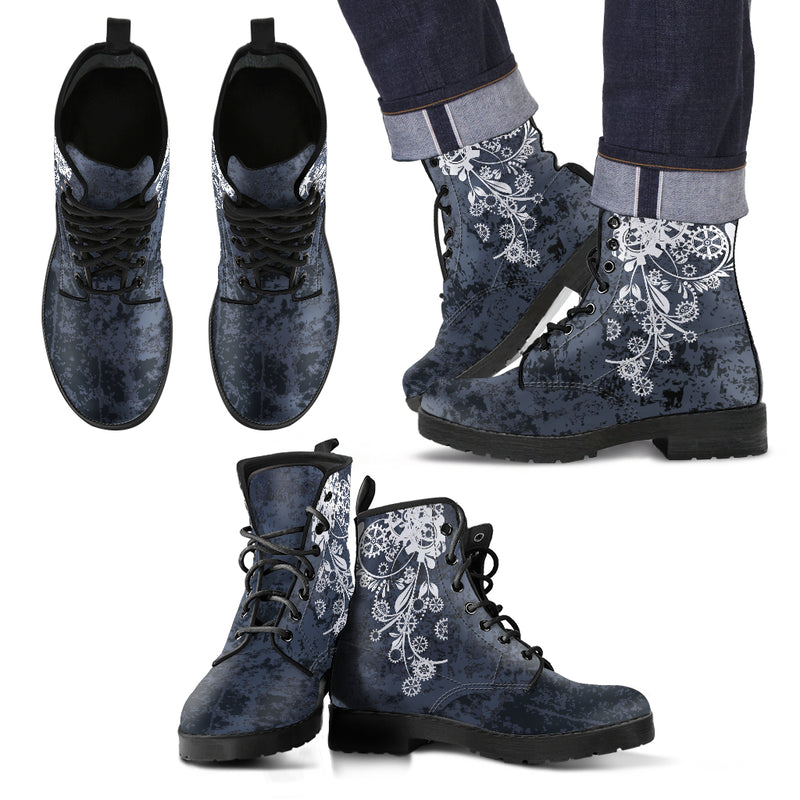 Black & Gray Men's Leather Boots