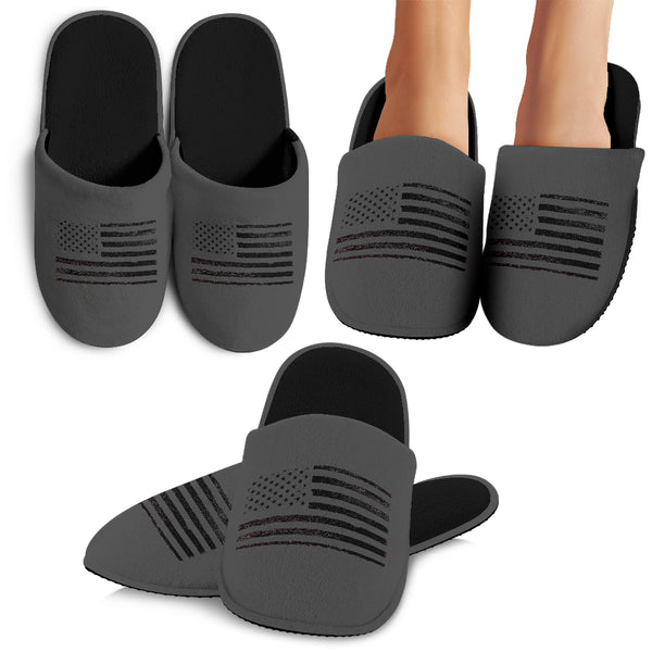 Gray USA Flag Slippers