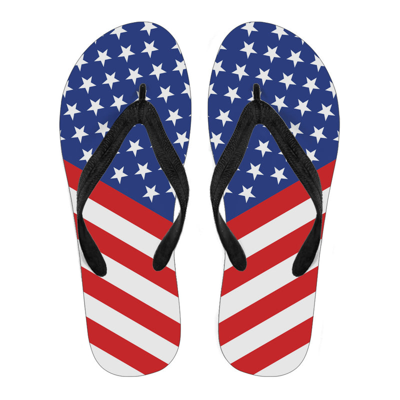 USA Flag Striped Flip Flops (black)