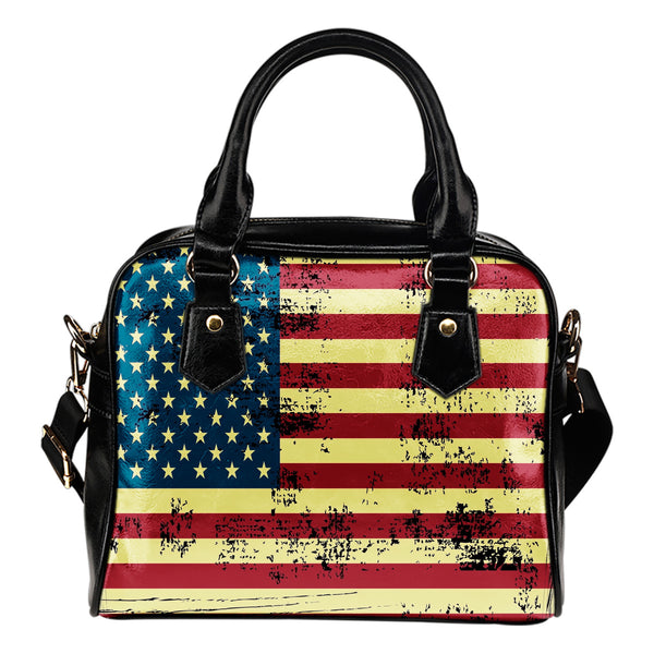 NP American Flag Leather Shoulder Handbag