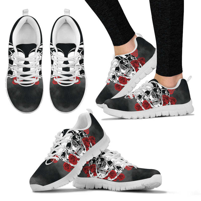 Smokey Rose Skull Sneakers - White