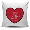 White/Red - Soldier Cursive Pillow Cover - Stole my heart