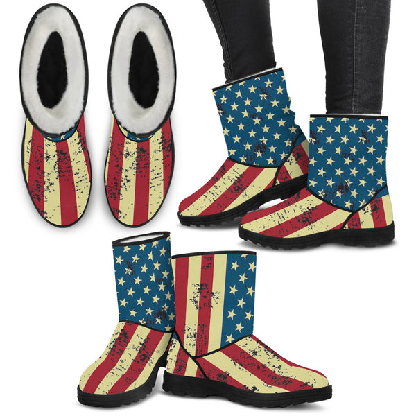 NP American Flag Faux Fir Boots