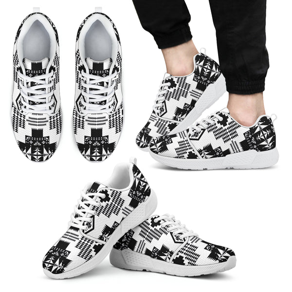 Seven Tribes White and Black Sopo Men's Athletic Sneakers White Sole