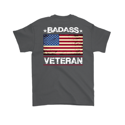 Badass Veteran Shirt (Back) - Charcoal