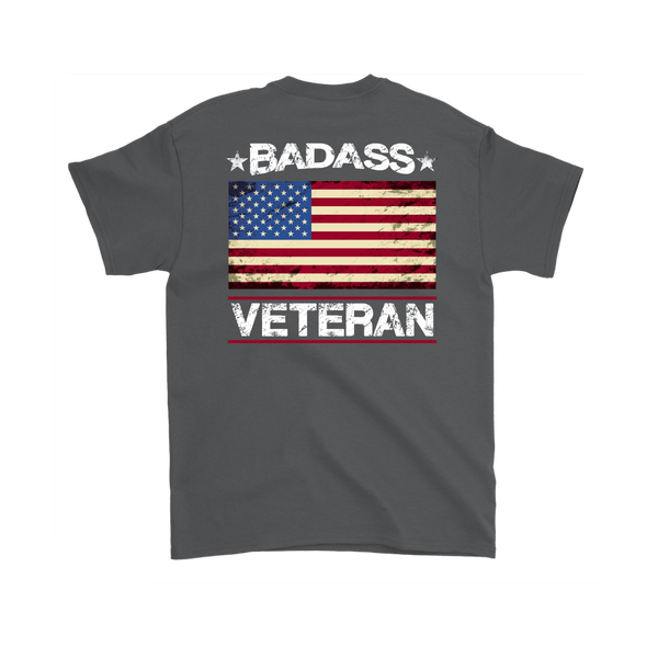 Badass Veteran Shirt (Back) - Charcoal