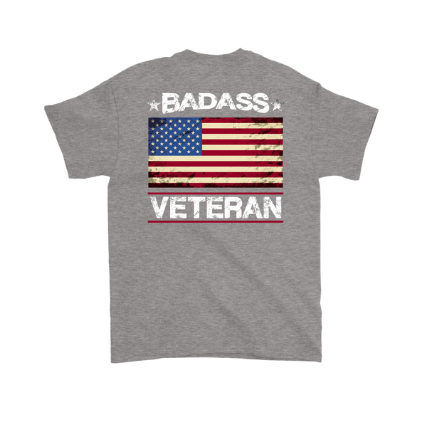 Badass Veteran Shirt (Back) - Sport Grey
