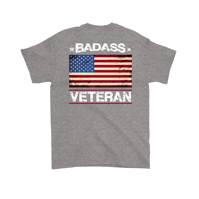 Badass Veteran Shirt (Back) - Sport Grey