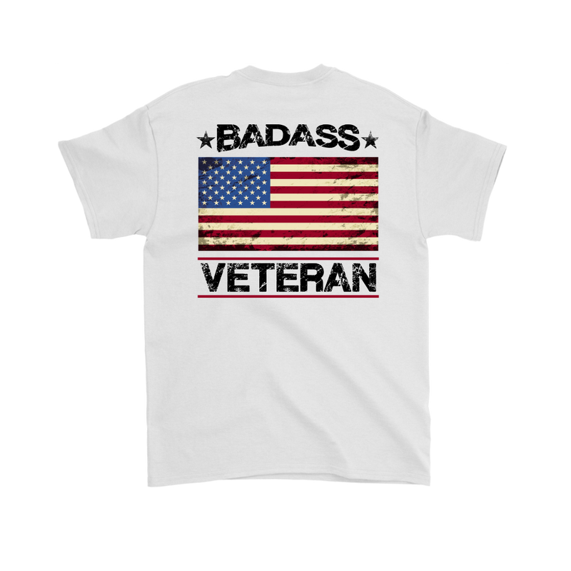 Badass Veteran Shirt (Back) - White