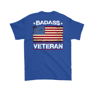 Badass Veteran Shirt (Back) - Royal Blue