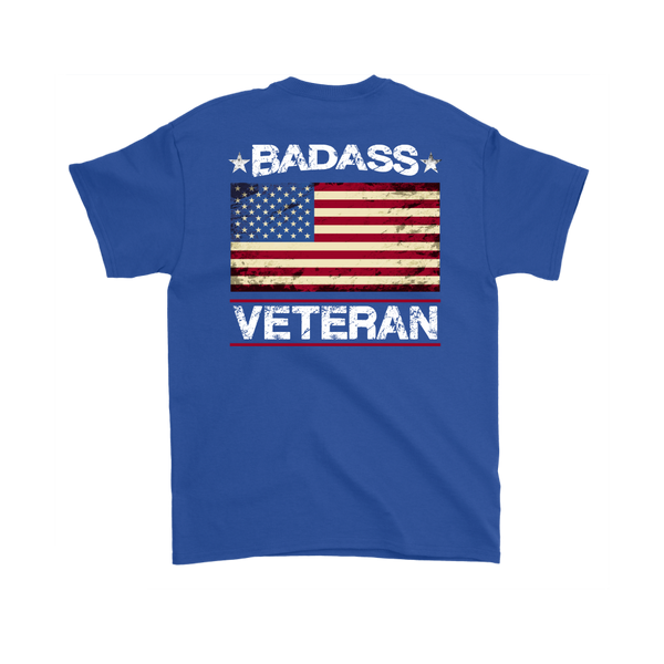 Badass Veteran Shirt (Back) - Royal Blue