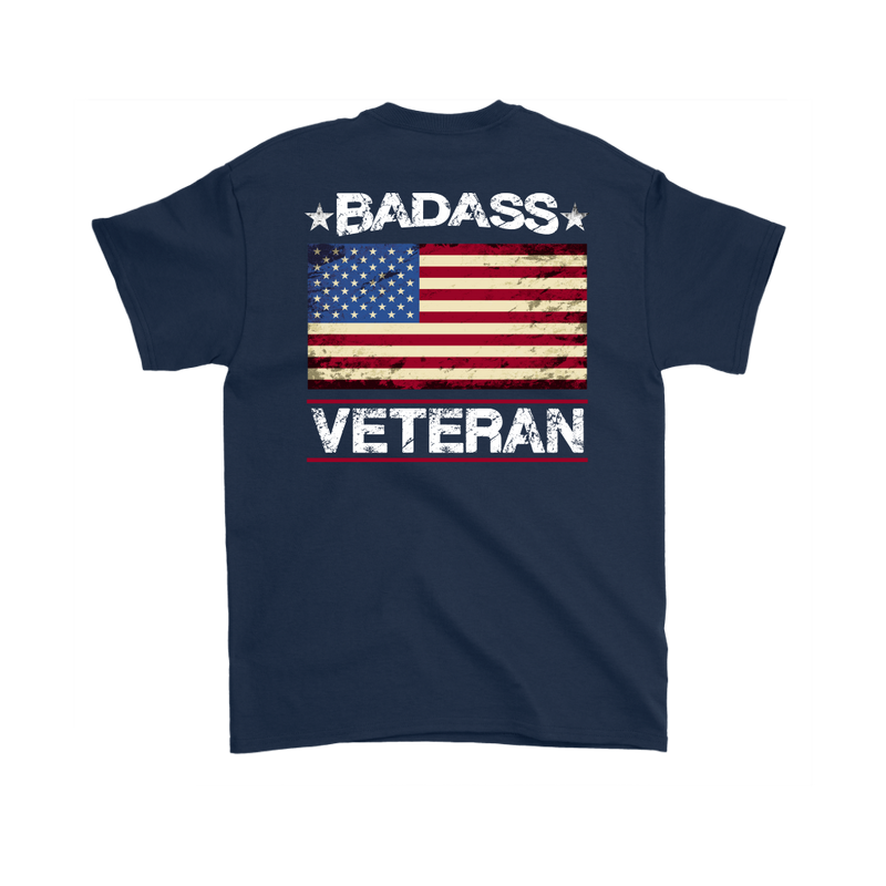 Badass Veteran Shirt (Back) - Navy Blue