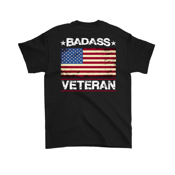 Badass Veteran Shirt (Back) - Black