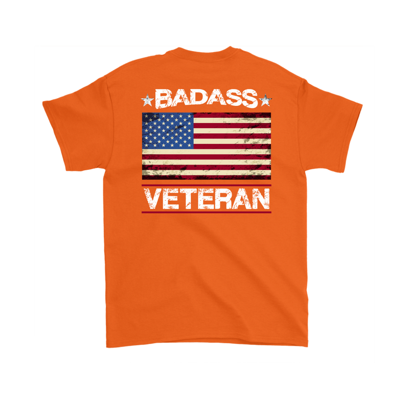 Badass Veteran Shirt (Back) - Orange