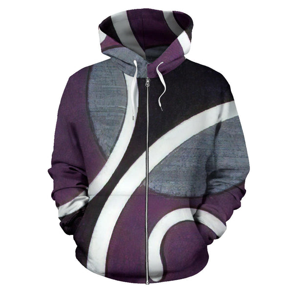 Asymmetrical Purple Swirls Zip Hoodie