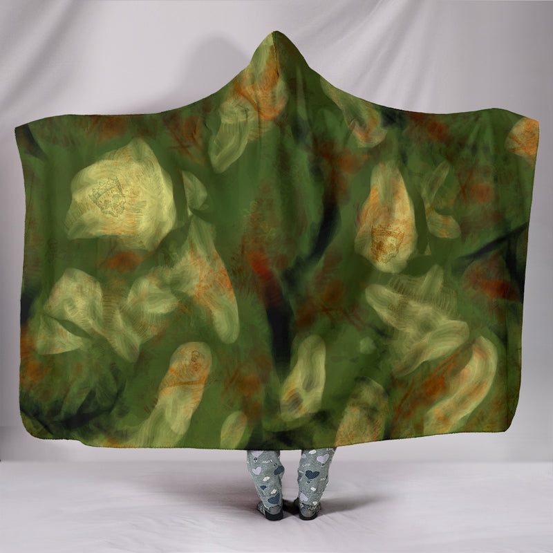 Abstract Camo Hidden Skulls Hooded Blanket
