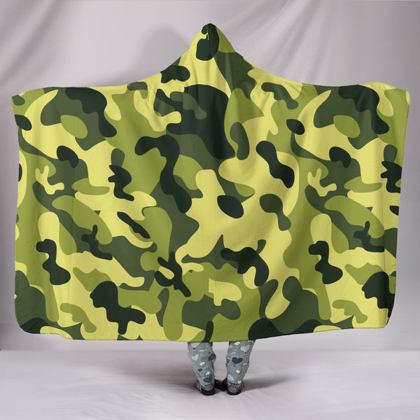 Camouflage Green Hooded Blanket