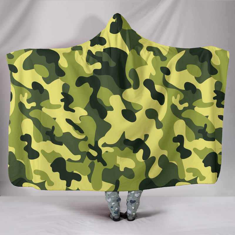 Camouflage Green Hooded Blanket