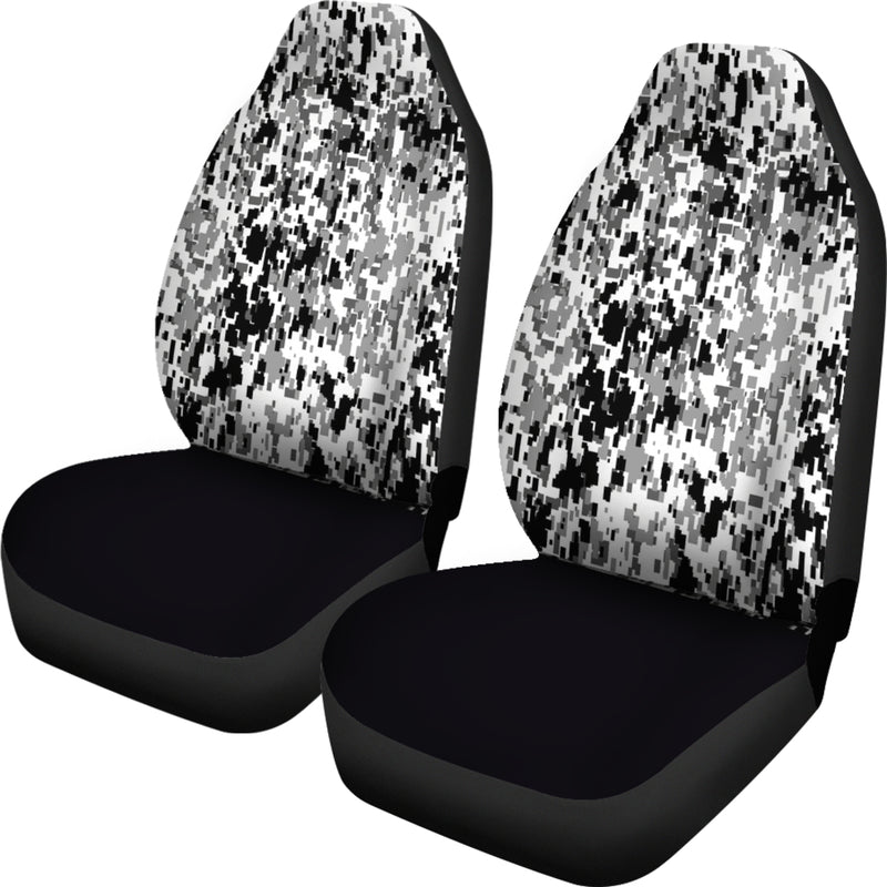 Digital Camo Black & White Car Seat Covers