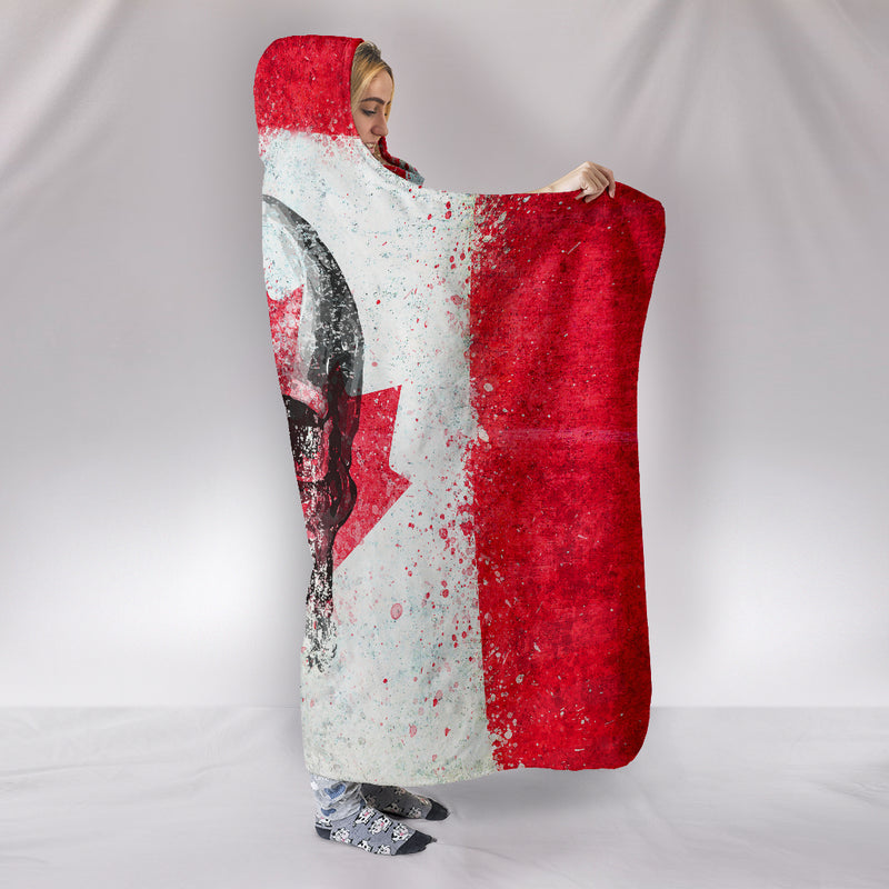 Canadian Flag and Skull Hooded Blanket