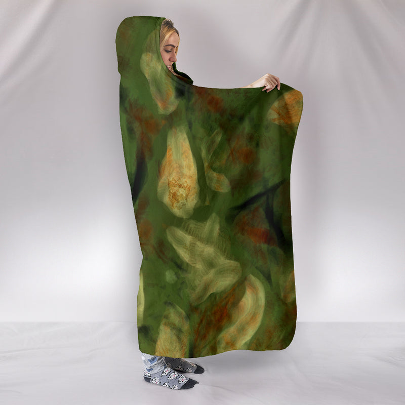 Abstract Camo Hidden Skulls Hooded Blanket