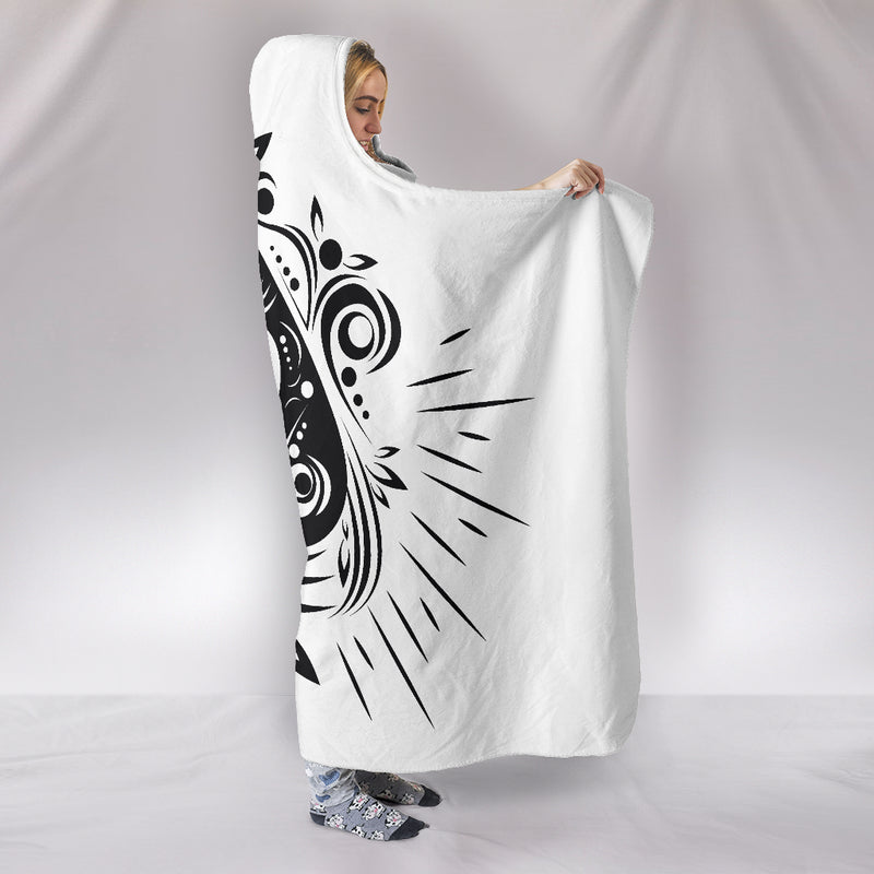 Skull Tattoo Design White Hooded Blanket