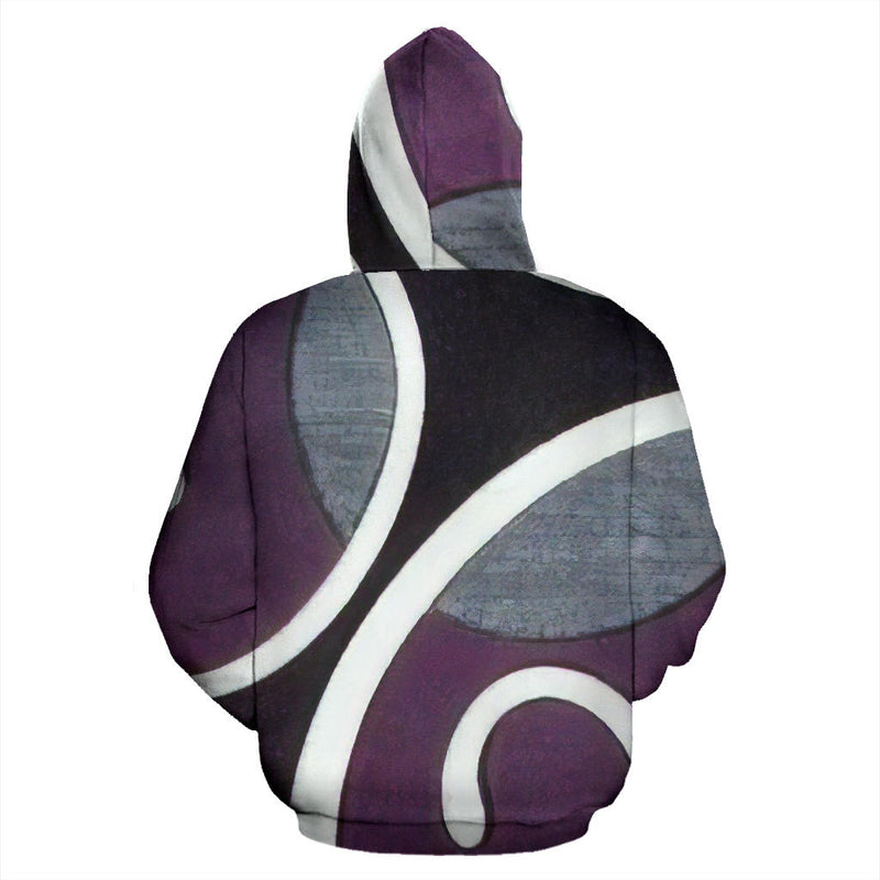 Asymmetrical Purple Swirls Zip Hoodie