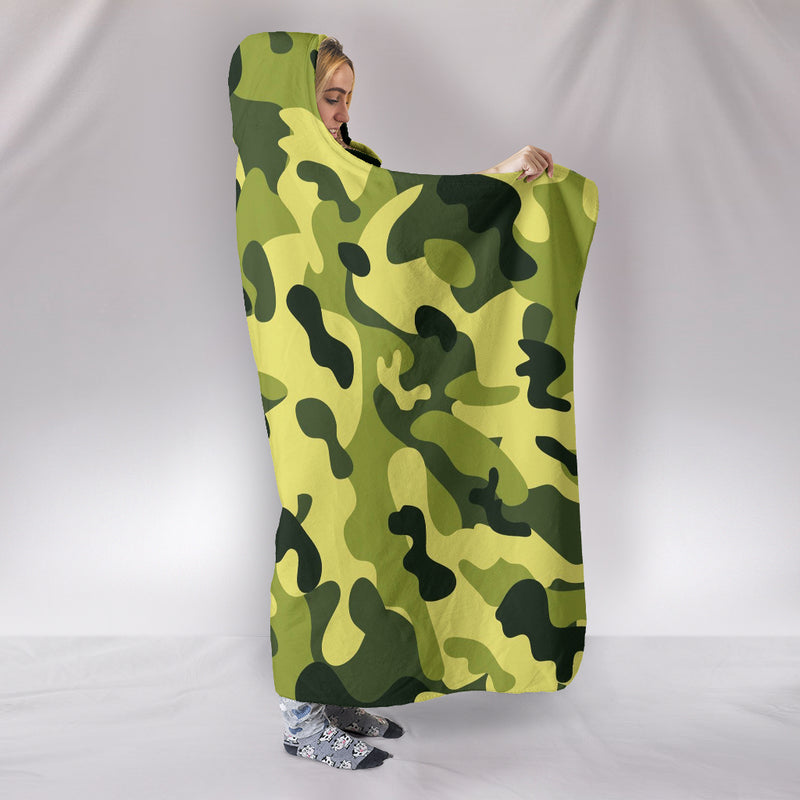 Camouflage Green Hooded Blanket