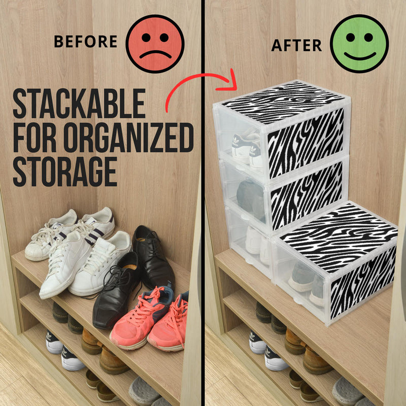 Shoe Organizer Zebra Animal Print - white