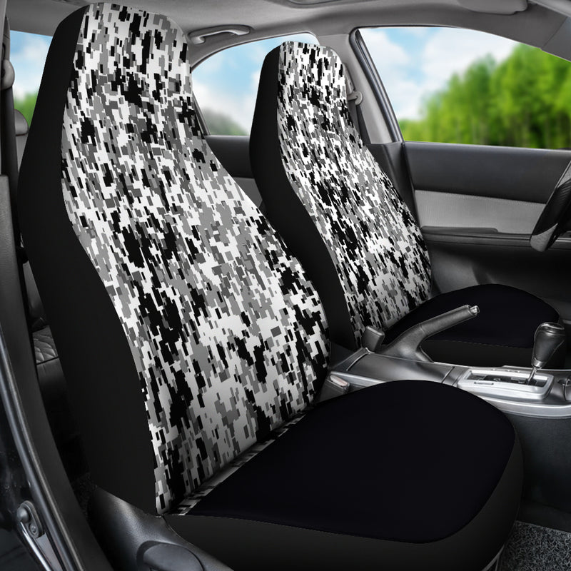 Digital Camo Black & White Car Seat Covers