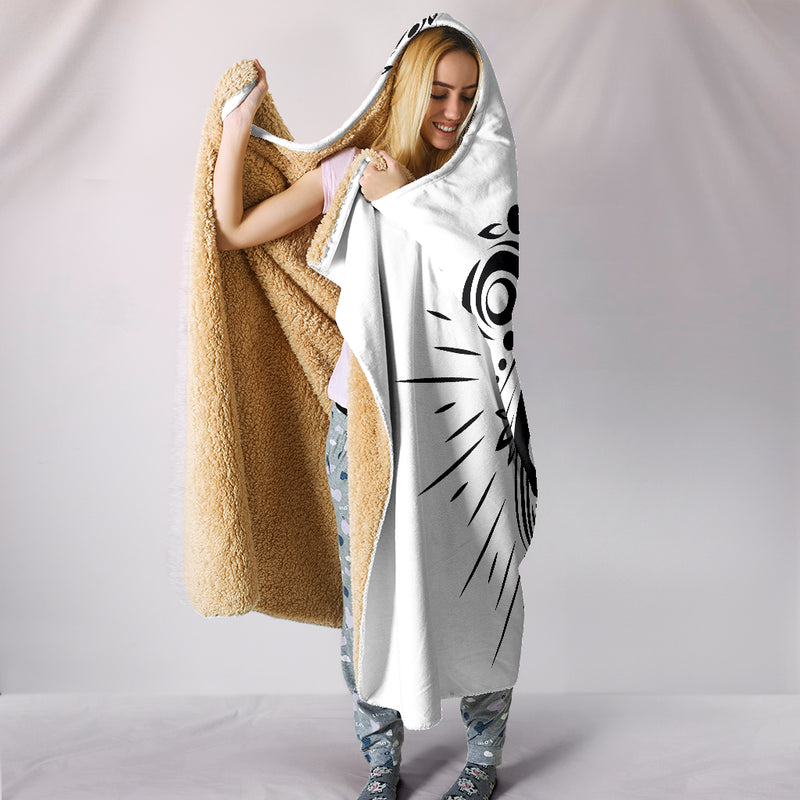 Skull Tattoo Design White Hooded Blanket