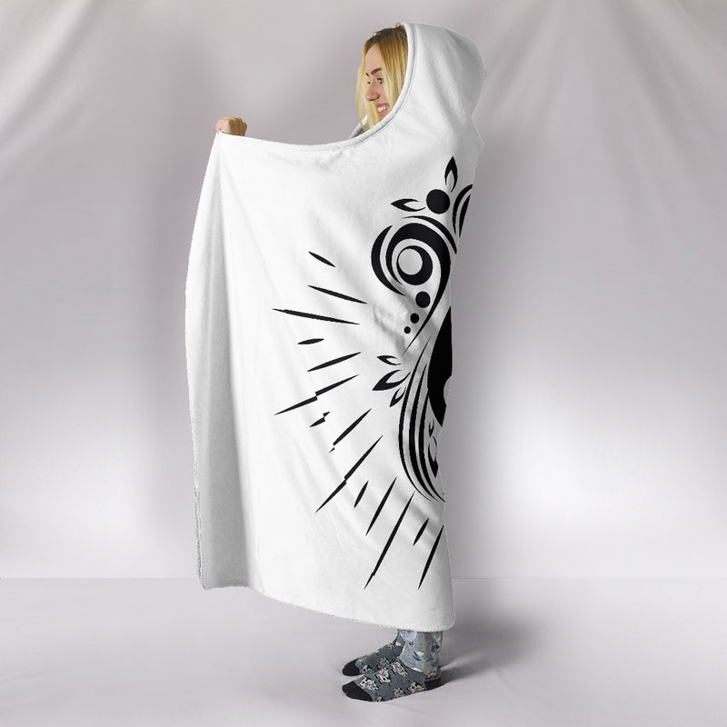 Skull Tattoo Design White Hooded Blanket