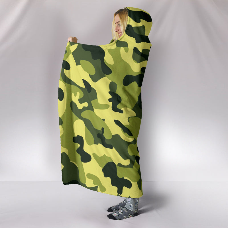 Camouflage Green Hooded Blanket