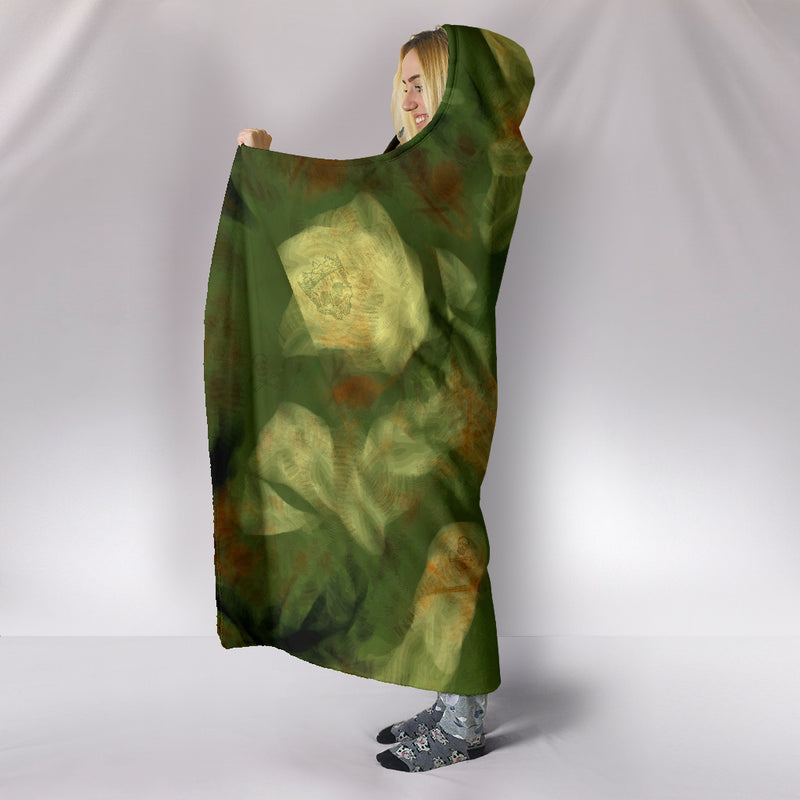 Abstract Camo Hidden Skulls Hooded Blanket