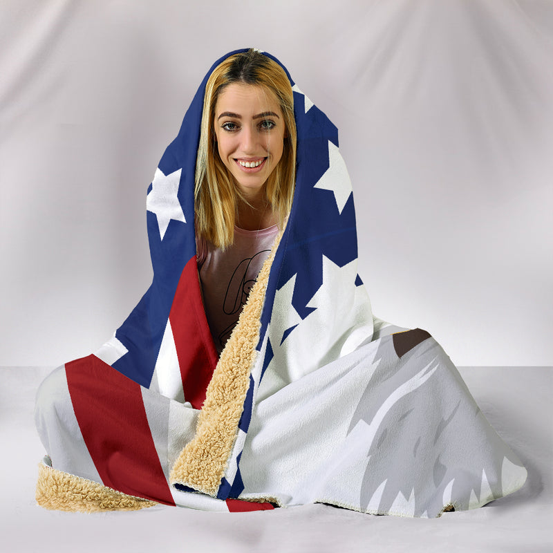 Eagle American Flag Hooded Blanket