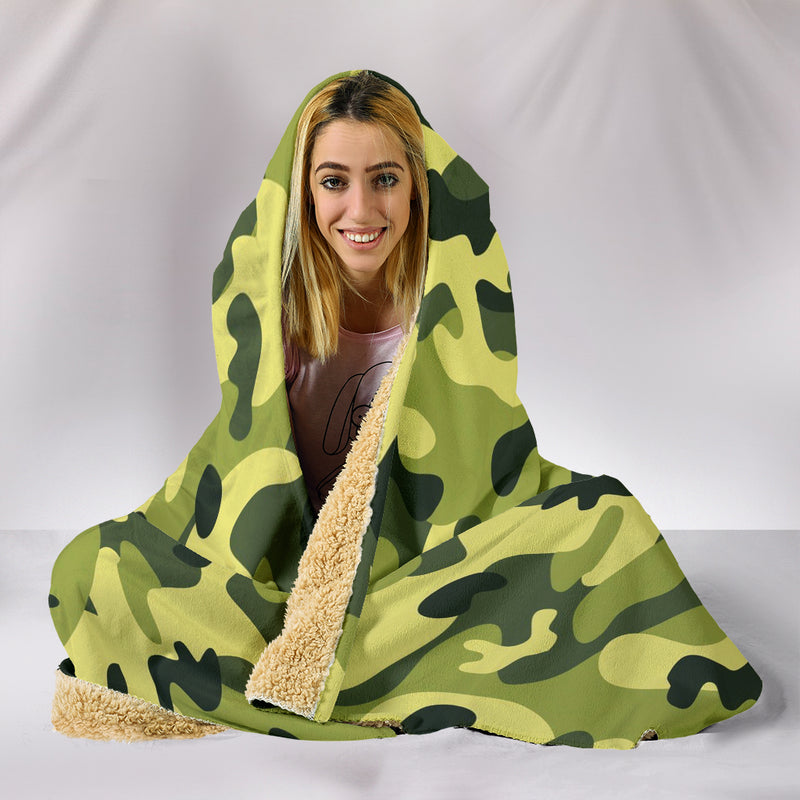 Camouflage Green Hooded Blanket