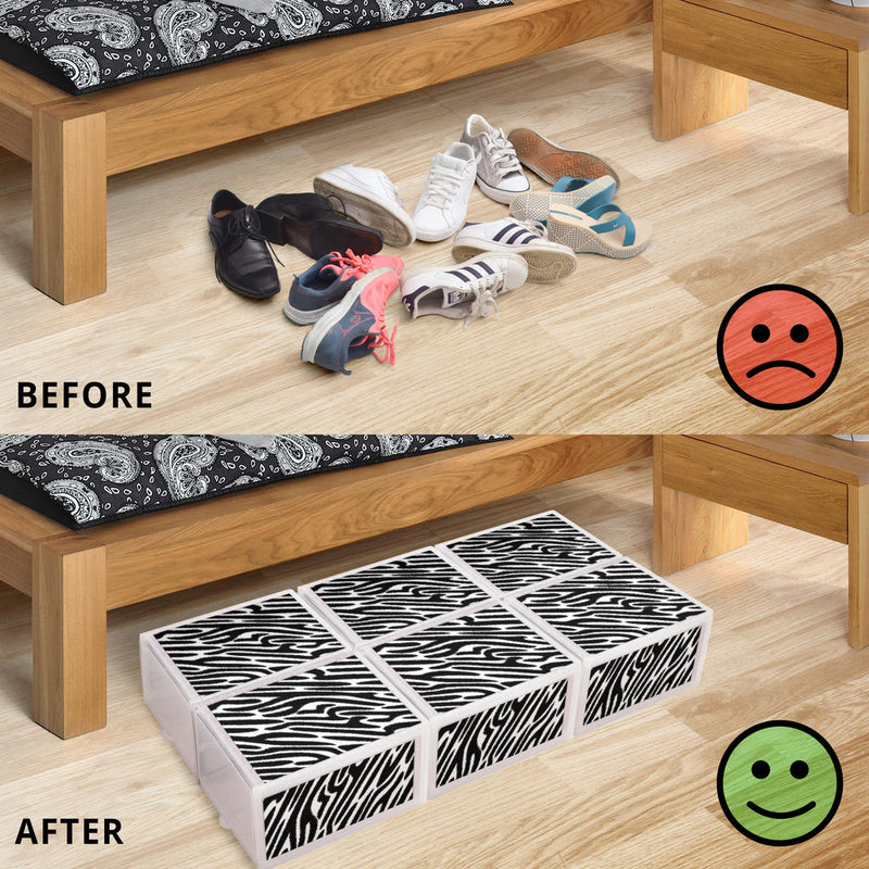 Shoe Organizer Zebra Animal Print - white