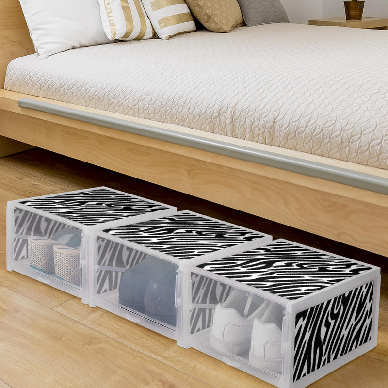 Shoe Organizer Zebra Animal Print - white
