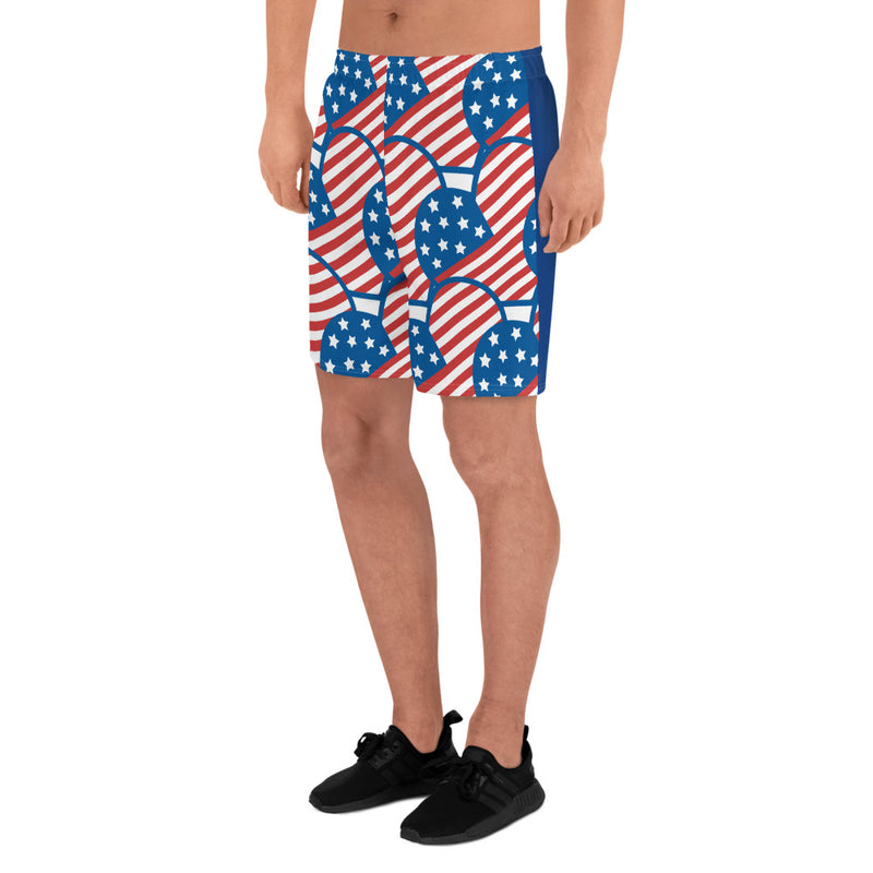 American Stripes Men's Athletic Long Shorts