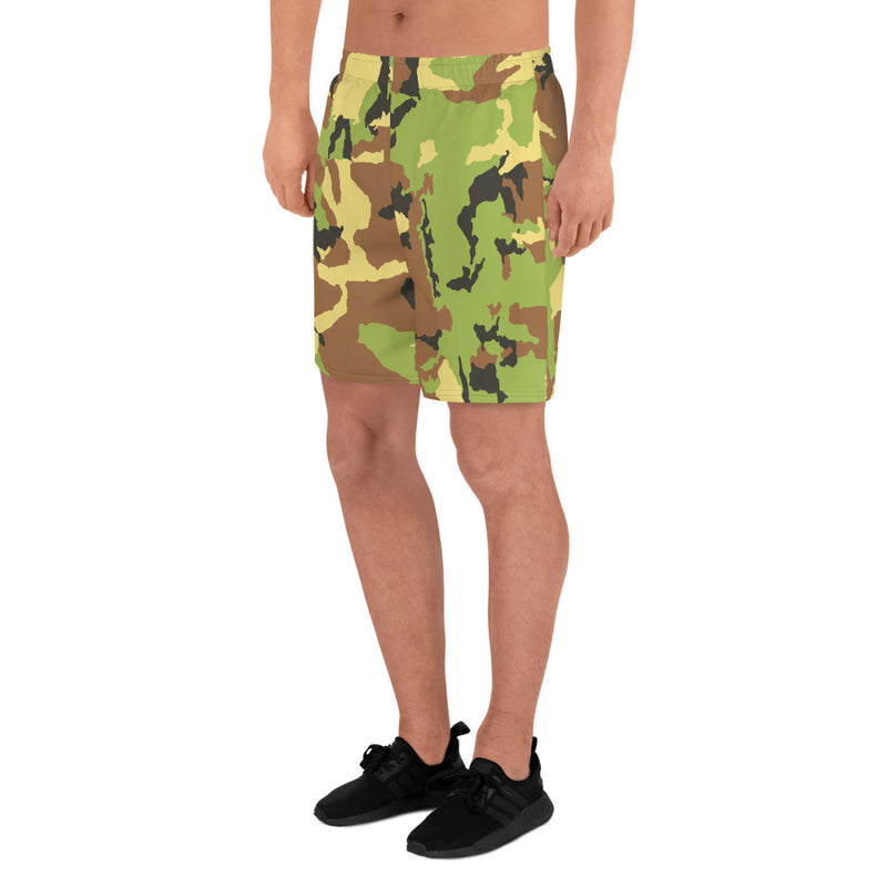 Camo Green Men's Athletic Long Shorts