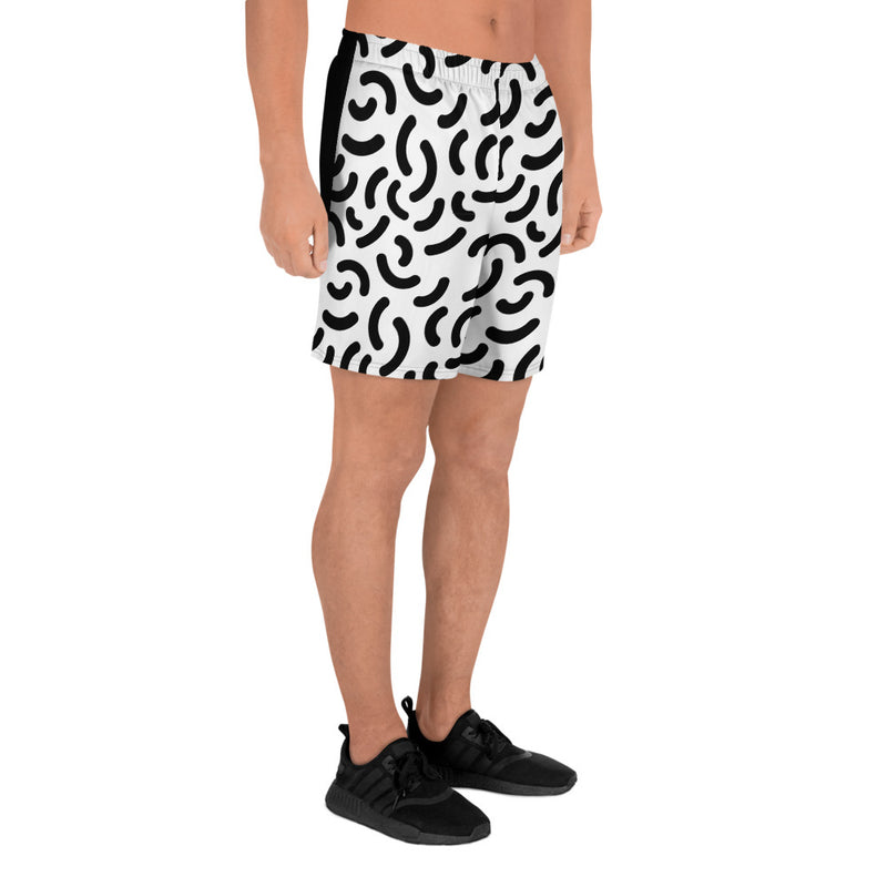 Black and White Men's Athletic Long Shorts