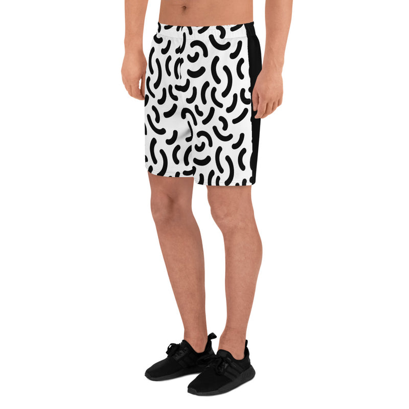 Black and White Men's Athletic Long Shorts